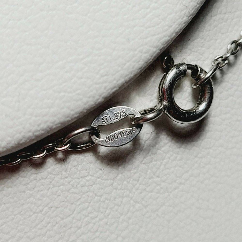 ATI 925 Indonesia Signed Sterling Silver Necklace Gunmetal Shambala Crystal Ball - Picture 8 of 11